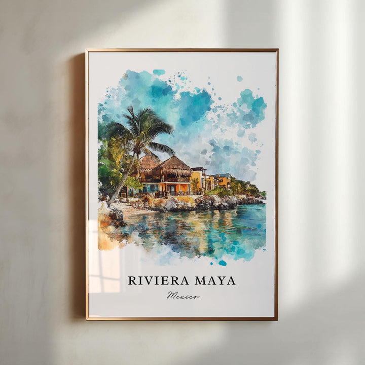 Riviera Maya Wall Art, Riviera Maya MX Print, Yucatán Watercolor Art, Riviera Maya Gift, Travel Poster, Housewarming Gift