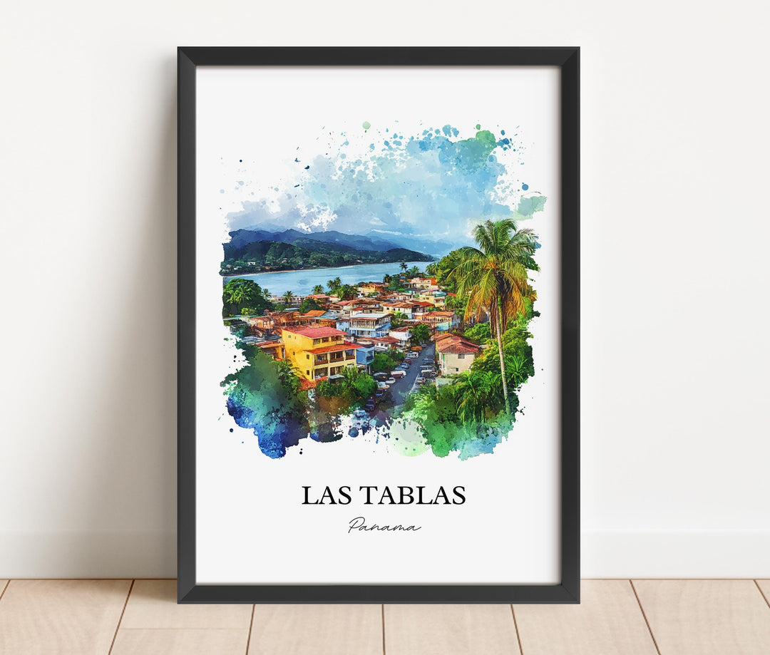 Las Tablas Wall Art, Azuero Peninsula Print, Panama Watercolor Art, Las Tablas Panama Gift, Travel Print, Travel Poster, Housewarming Gift