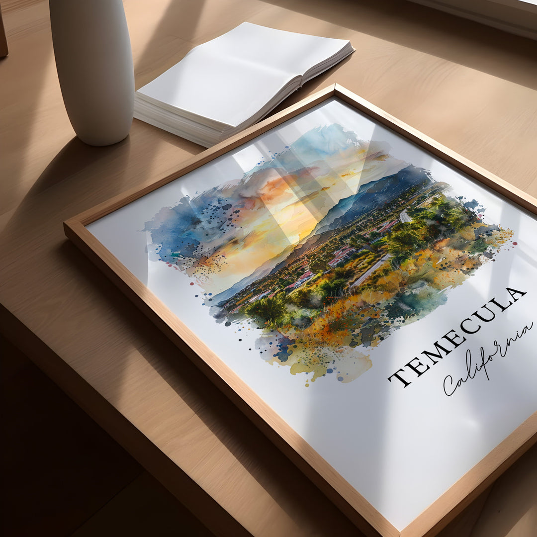 Temecula Wall Art, Temecula Print, Temecula Watercolor, Temecula Riverside Cty Gift,