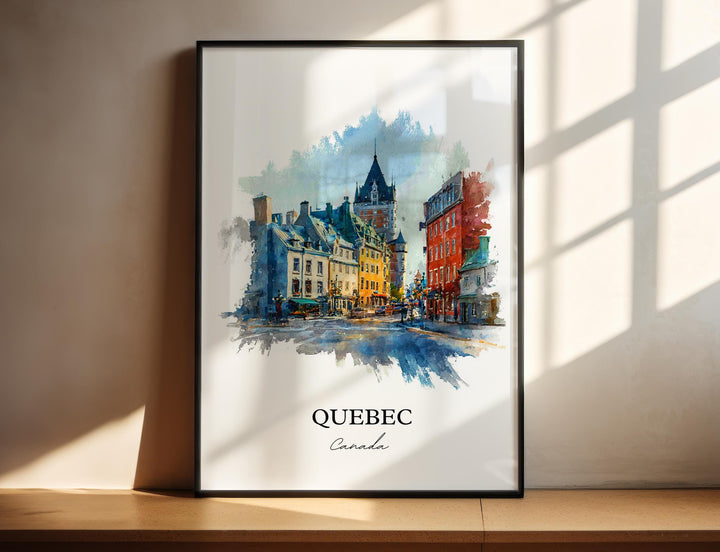 Quebec Wall Art, Quebec Print, Quebec Watercolor Art, Quebec Canada Gift, Canada Travel Print, Travel Poster, Housewarming Gift