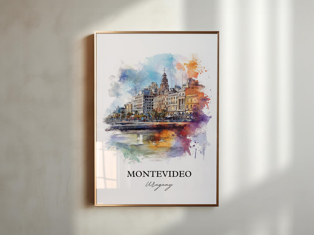 Montevideo Wall Art, Montevideo Print, Uruguay Watercolor Art, Montevideo Uruguay Gift, Travel Print, Travel Poster, Housewarming Gift