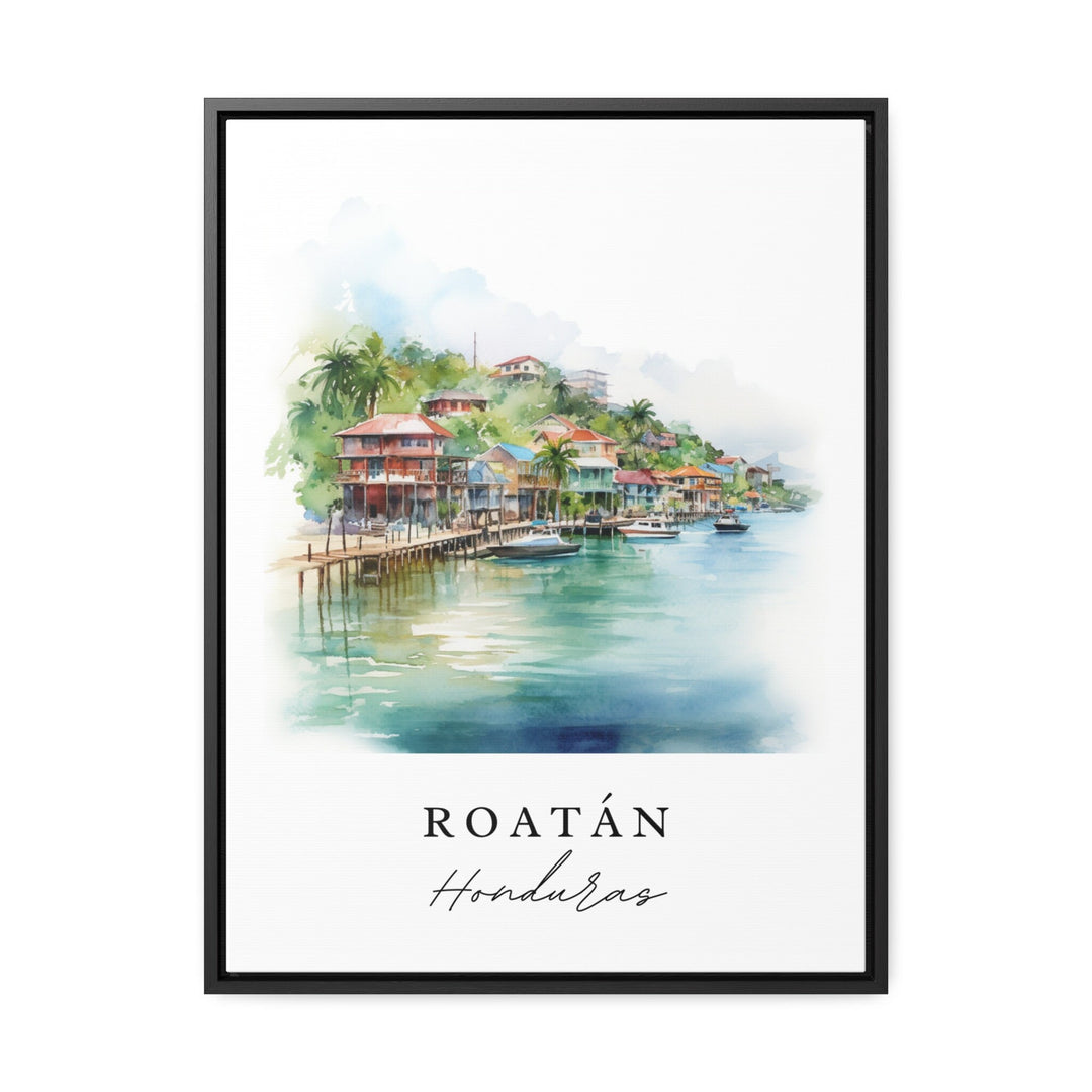 Roatán traditional travel art - Honduras, Roatán poster, Wedding gift, Birthday present, Custom Text, Personalized Gift