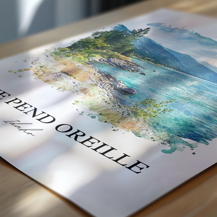 Lake Pend Oreille, USA – Watercolor Art Print