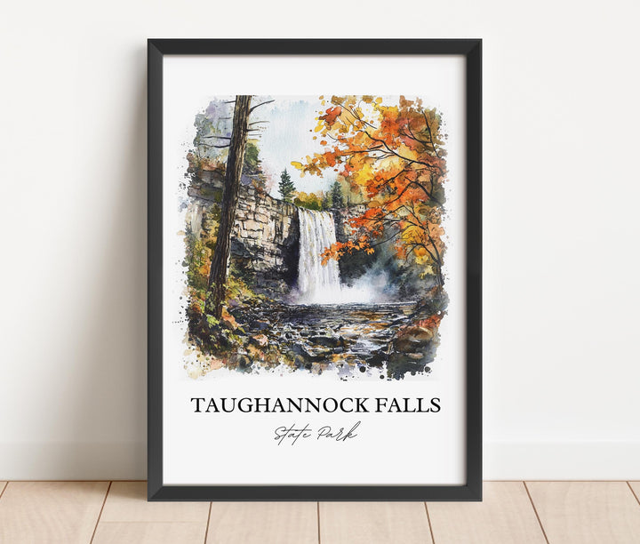 Taughannock Falls Wall Art, Trumansburg NY Print, NY Watercolor Art, Tompkins County Gift, Travel Print, Travel Poster, Housewarming Gift