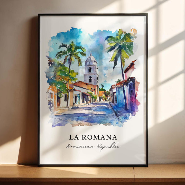 La Romana DR Wall Art, Domican Republic Print, La Romana Watercolor Art, La Romana DR Gift,