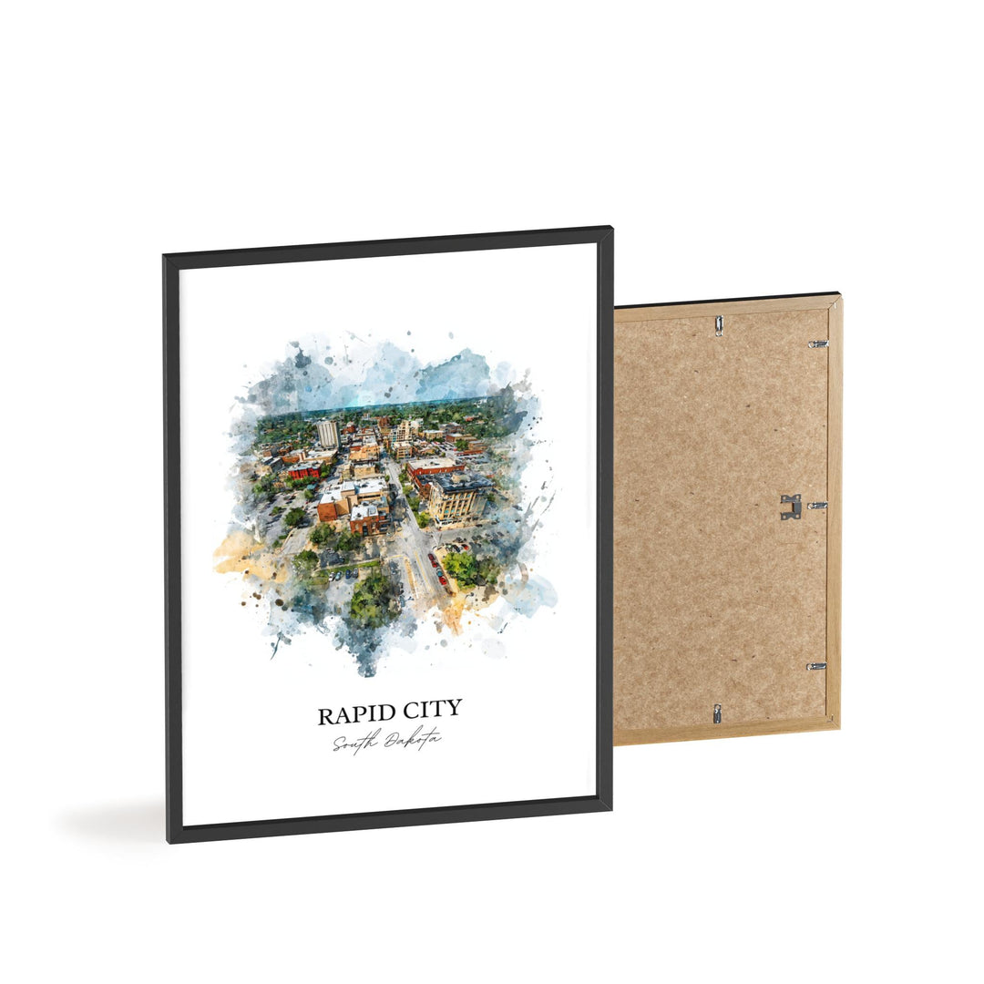 Rapid City, South Dakota – Watercolor Art Print