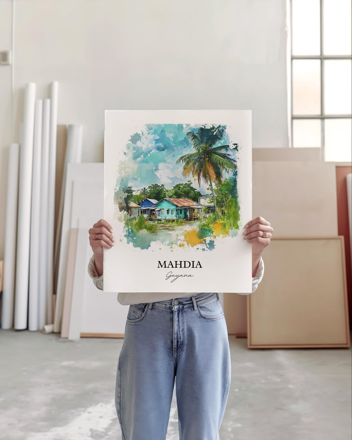 Mahdia Guyana Wall Art, Potaro-Siparuni Guyana Print, Guyana Watercolor, Mahdia Guyana Gift, Travel Print, Travel Poster, Housewarming Gift