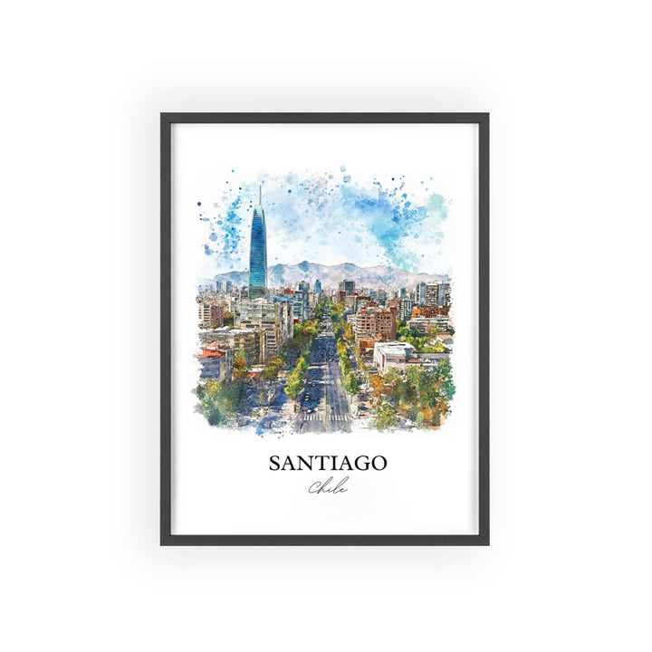 Santiago Wall Art, Santiago Print, Chile Watercolor Art, Santiago Chile Gift, Travel Print, Travel Poster, Housewarming Gift