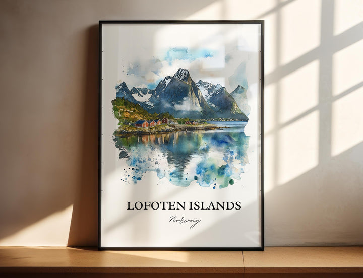 Lofoten Islands Wall Art, Vestvågøya Print, Norway Watercolor Art, Lofoten Islands Gift, Travel Print, Travel Poster, Housewarming Gift