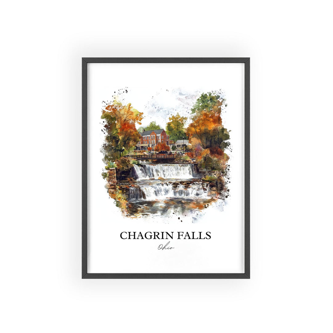 Chagrin Falls OH Wall Art, Cuyahoga County Print, Cleveland Watercolor, Chagrin Falls Gift, Travel Print, Travel Poster, Housewarming Gift