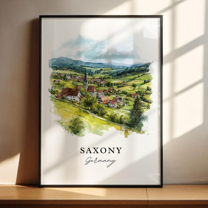 Saxony Germany Wall Art, Saxony Region Print, Saxony Watercolor Art, Saxony Germany Gift,