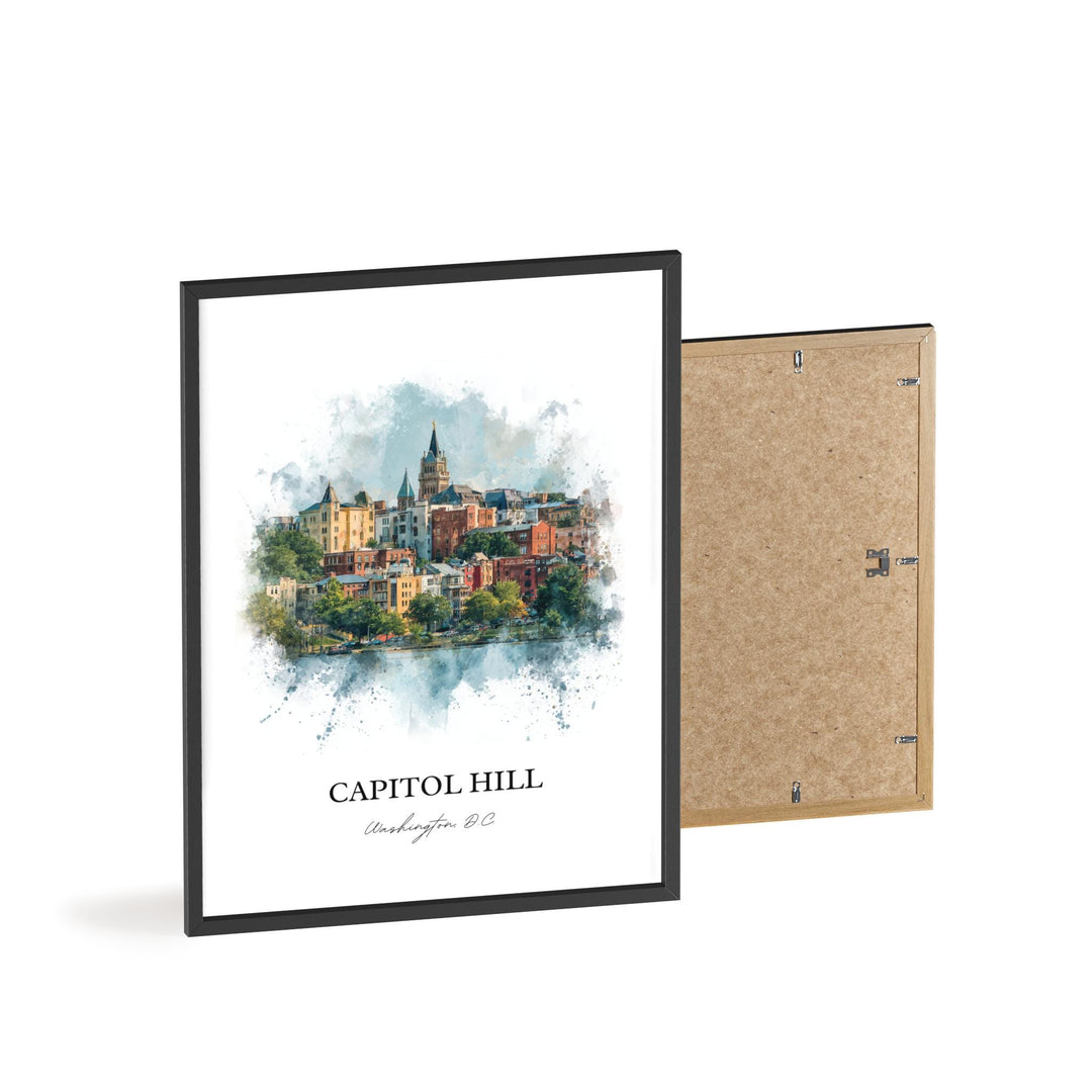 Capitol Hill, Washington DC – Watercolor Art Print