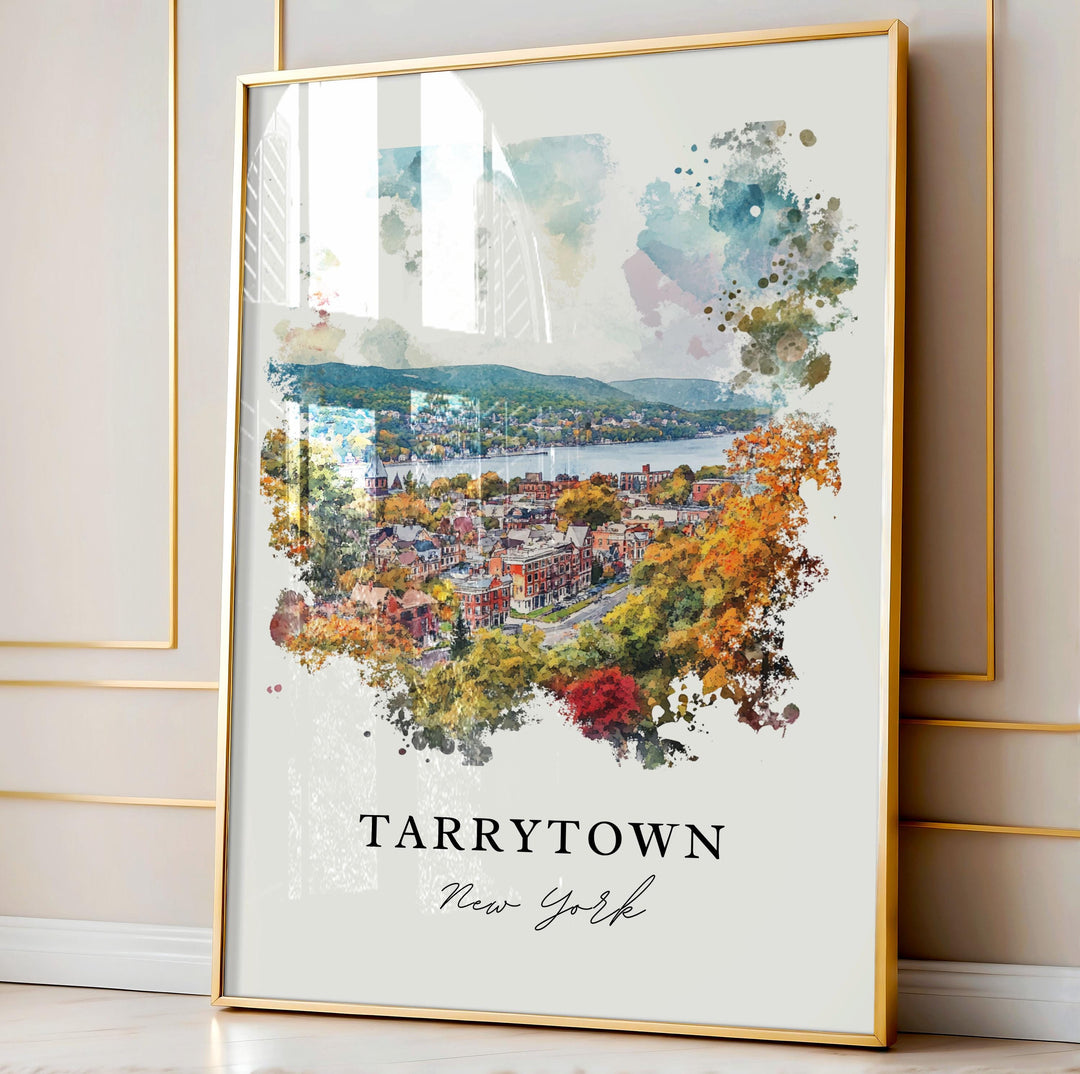 Tarrytown NY Wall Art, Tarrytown Town Print, Tarrytown Watercolor Art, Hudson Valley Gift,