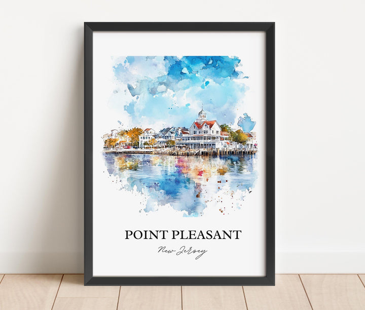Point Pleasant Wall Art, Pt Pleasant Inlet Print, Jersey Shore Watercolor Art, NJ Beach Gift, Travel Print, Travel Poster, Housewarming Gift