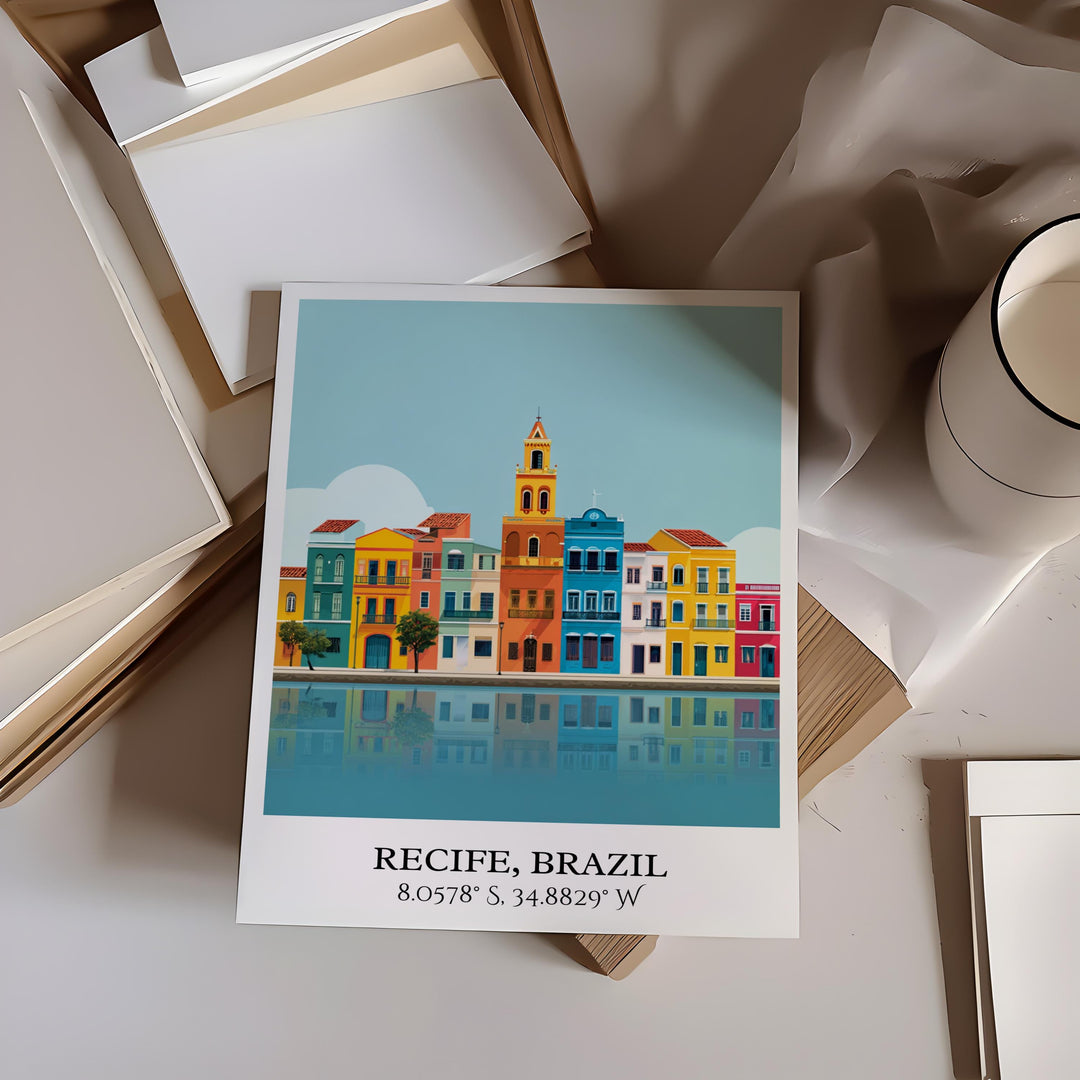 Recife Brazil Art, Recife Retro Travel Art, Recife Brazil Home Decor, Brazil Gift, Brazilian Travel Art, Travel Prints, Housewarming Gift