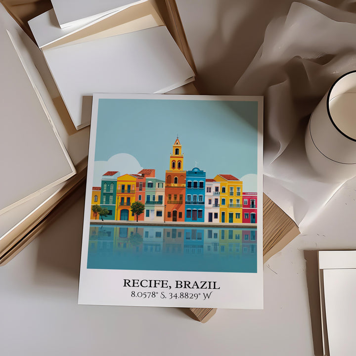 Recife Brazil Art, Recife Retro Travel Art, Recife Brazil Home Decor, Brazil Gift, Brazilian Travel Art, Travel Prints, Housewarming Gift