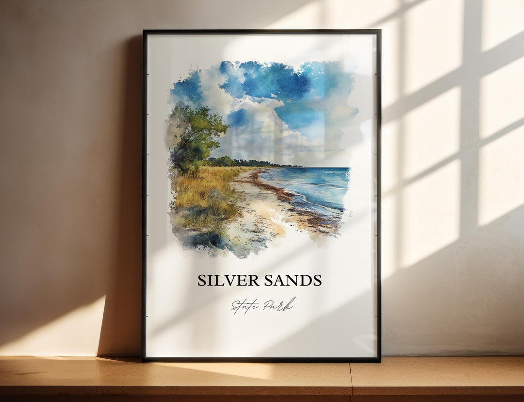 Silver Sands State Park Wall Art, Milford CT Print, Connecticut Art, Silver Sands CT Gift, Travel Print, Travel Poster, Housewarming Gift