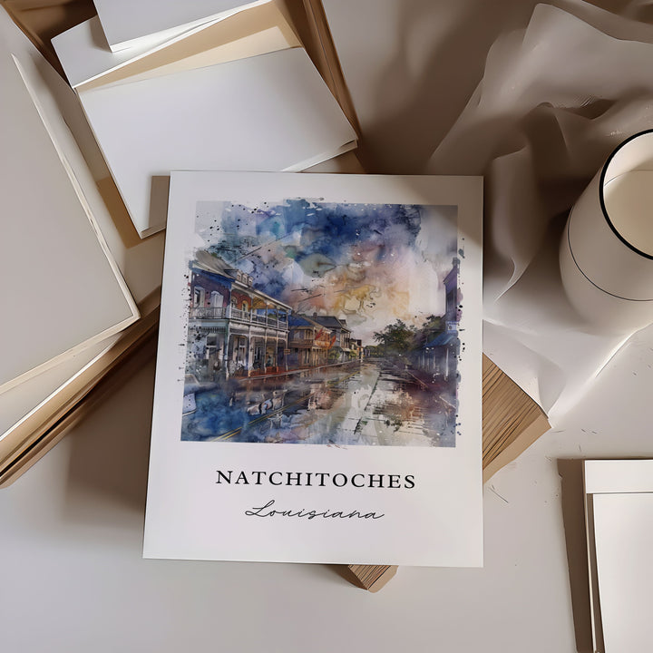 Natchitoches LA Wall Art, Natchitoches Print, Louisiana Watercolor, Natchitoches Gift,
