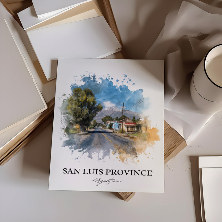 San Luis Province Wall Art, Argentina Print, Argentina Watercolor, San Luis Province Gift, Travel Print, Travel Poster, Housewarming Gift