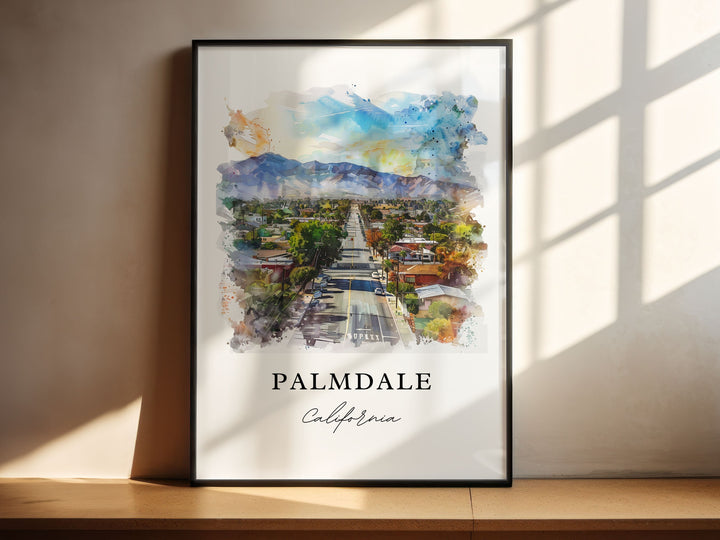 Palmdale CA Wall Art, Palmdale Print, Palmdale CA Watercolor Art, Palmdale Gift,