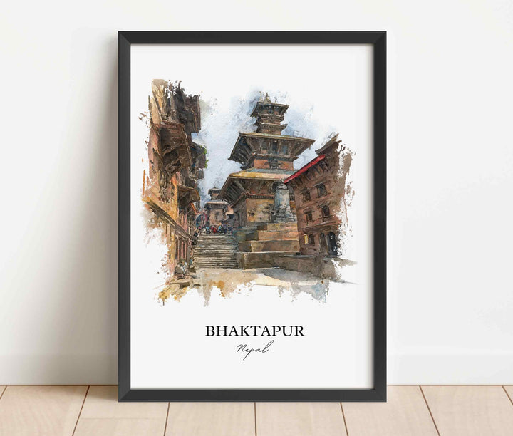 Bhaktapur, Nepal – Watercolor Art Print