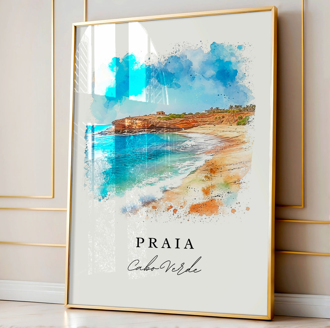 Praia Cape Verde wall art - Cabo Verde, Praia print, Cape Verde Africa Wedding gift, Birthday present, Custom Text, Perfect Gift