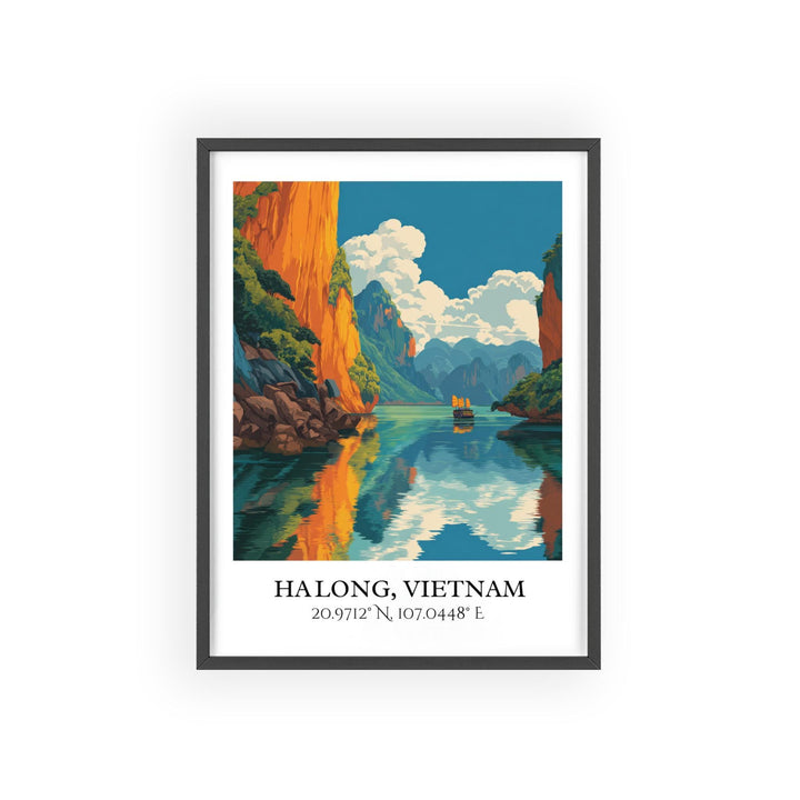 Ha Long Art, Ha Long Retro Travel Art, Ha Long Home Decor, Ha Long Vietnam Gift, Vietnam Travel Art, Travel Prints, Housewarming Gift