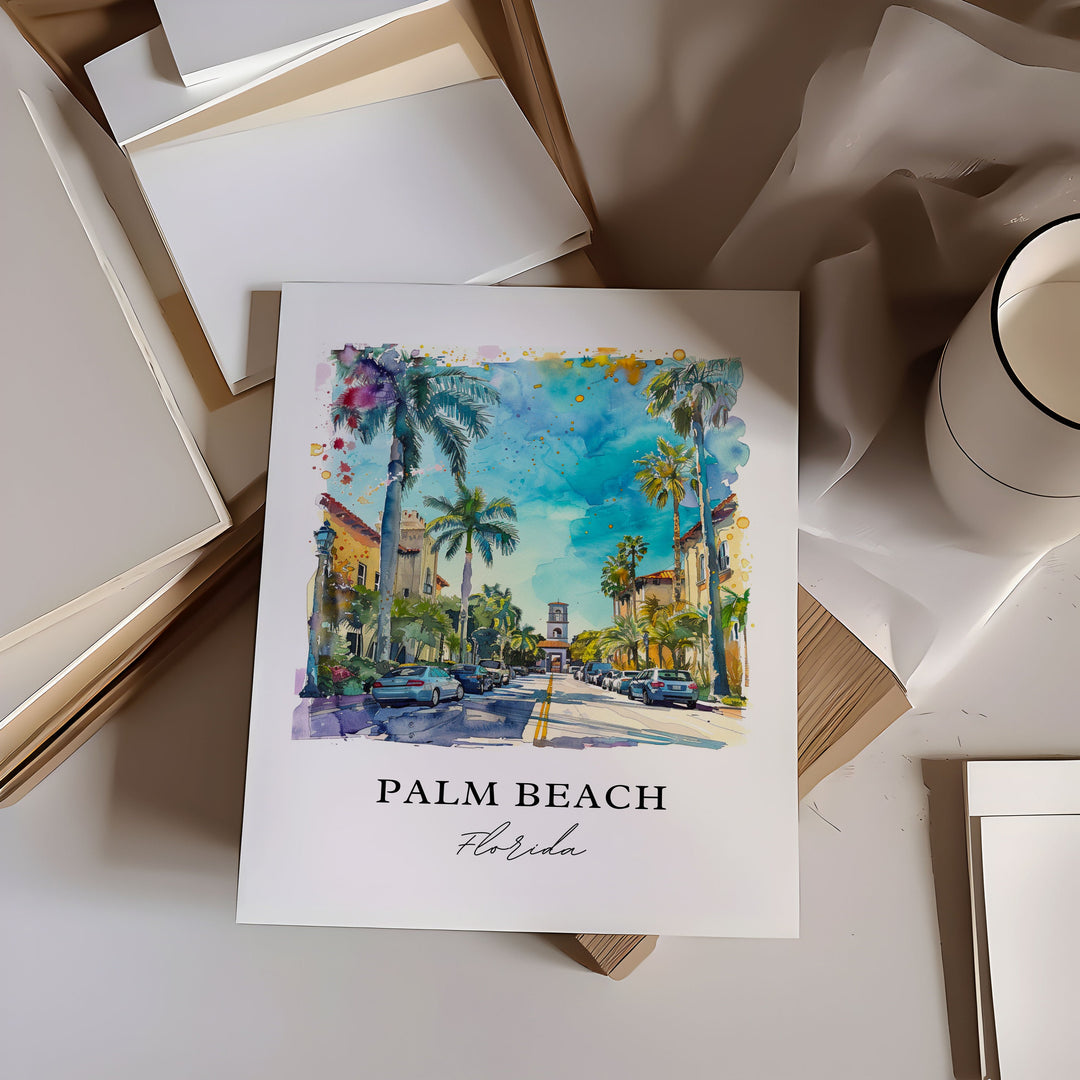Palm Beach FL Wall Art, Palm Beach Print, Palm Beach FL Watercolor, Palm Beach Gift, Travel Poster, Housewarming Gift