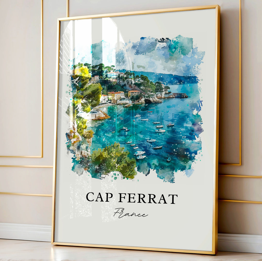 Saint-Jean-Cap-Ferrat Art, Cap Ferrat Print, French Riviera Watercolor, South of France Gift,