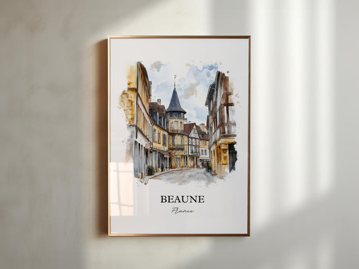 Beaune France Wall Art, Burgundy Region Print, France Watercolor Art, Beaune Gift, Travel Print, Travel Poster, Housewarming Gift
