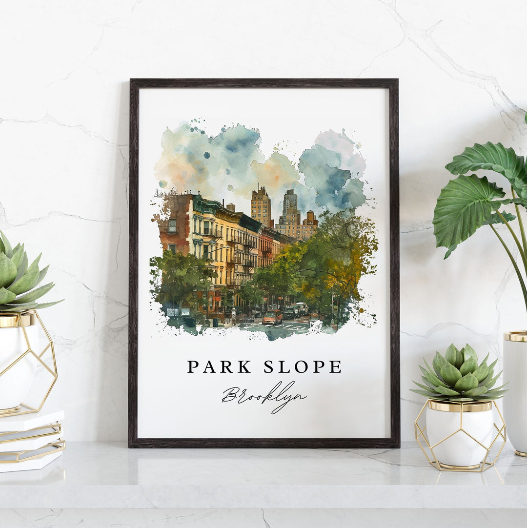 Park Slope NYC travel art - Brooklyn, Park Slope print, Park Slope Wedding gift, Birthday present, Custom Text, Perfect Gift