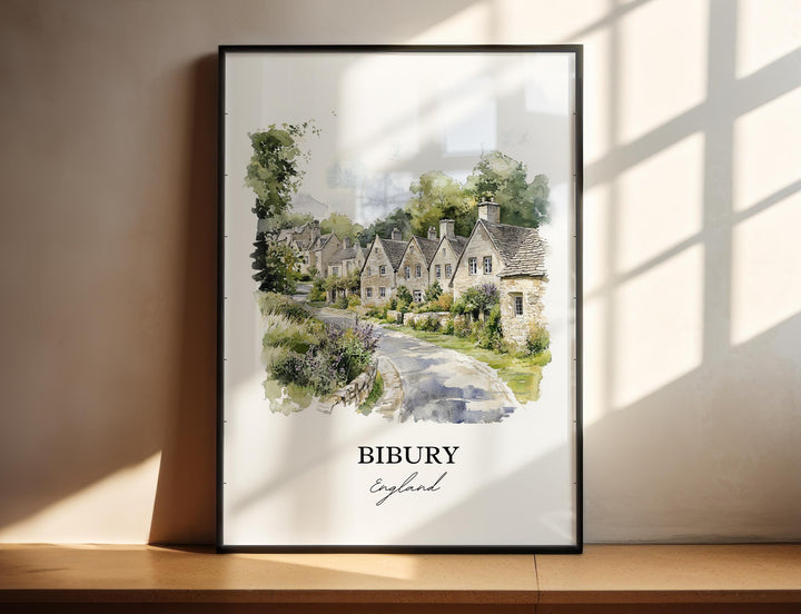 Bibury England Wall Art, Bibury Print, Gloucestershire Watercolor Art, Cotswolds Gift, Travel Print, Travel Poster, Housewarming Gift