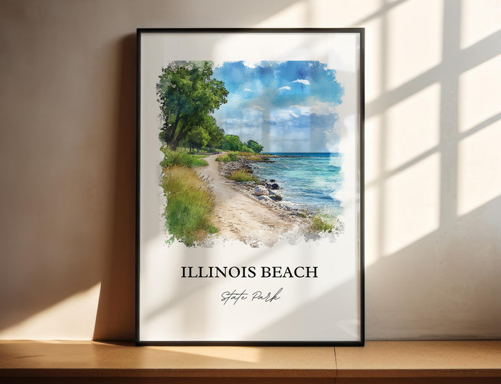Illinois Beach State Park Wall Art, Zion IL Print, Illinois Watercolor, Illinois Beach Gift, Travel Print, Travel Poster, Housewarming Gift