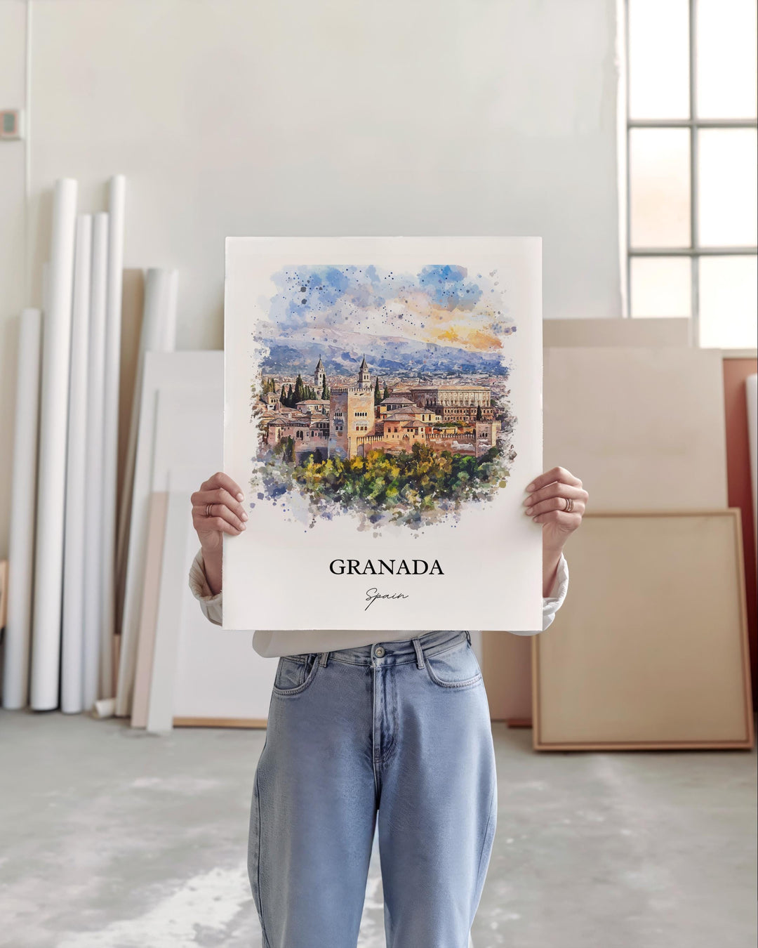 Granada Spain Wall Art, Granada Print, Spain Watercolor Art, Granada Spain Gift, Travel Print, Travel Poster, Housewarming Gift