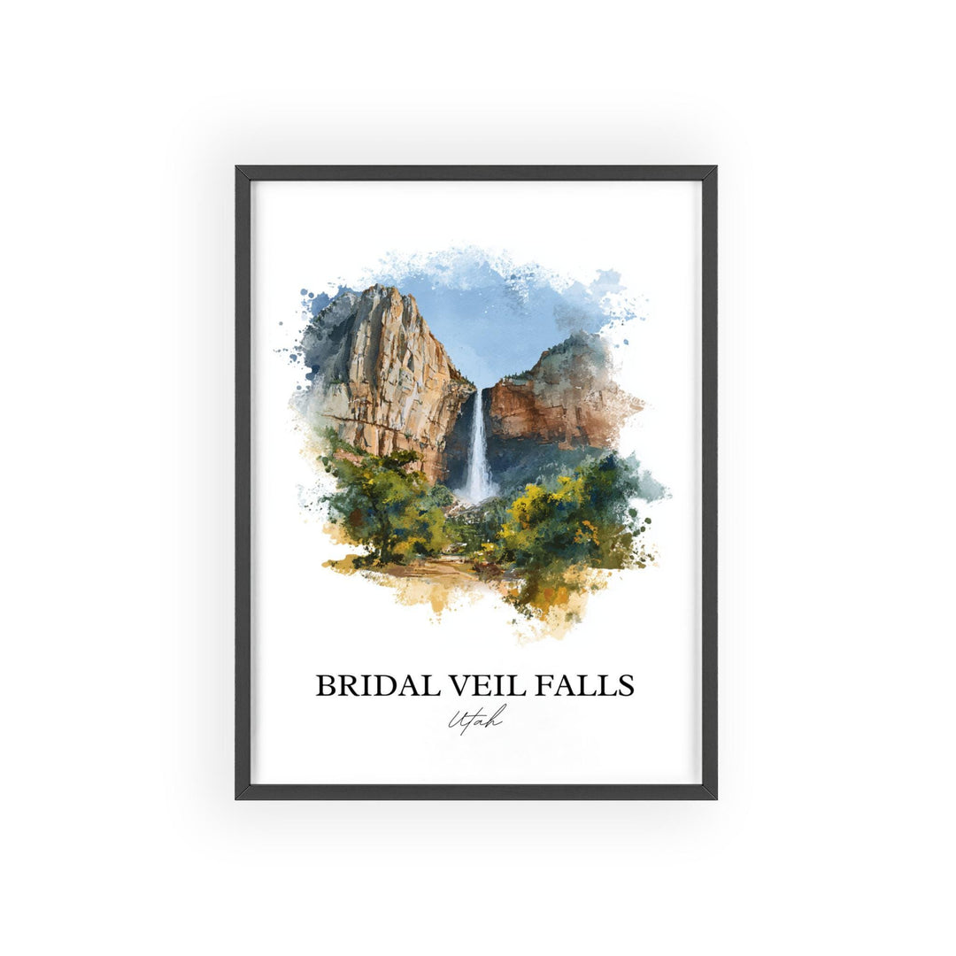 Bridal Veil Falls Wall Art, Provo Canyon Print, Utah Watercolor Art, Bridal Veil Falls Gift, Travel Print, Travel Poster, Housewarming Gift