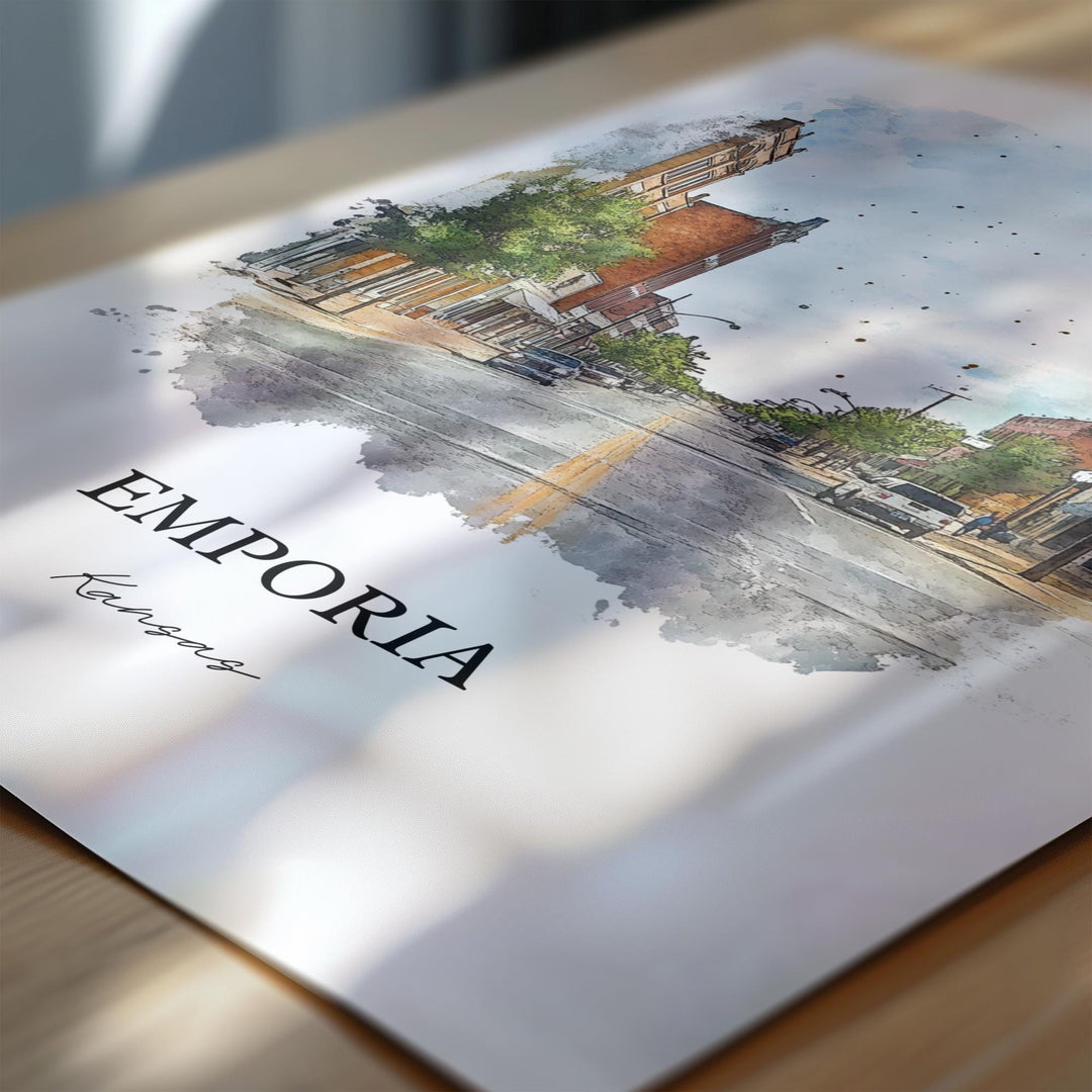 Emporia, Kansas – Watercolor Art Print