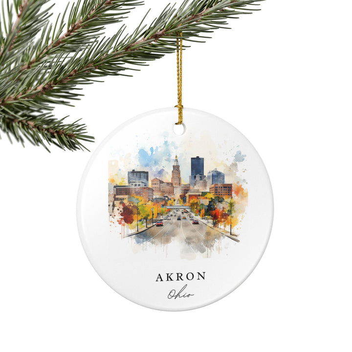 Akron Ohio Ornament: Unique Akron Ohio Souvenir, Ohio Xmas Decor, and Authentic Akron Ohio Gift