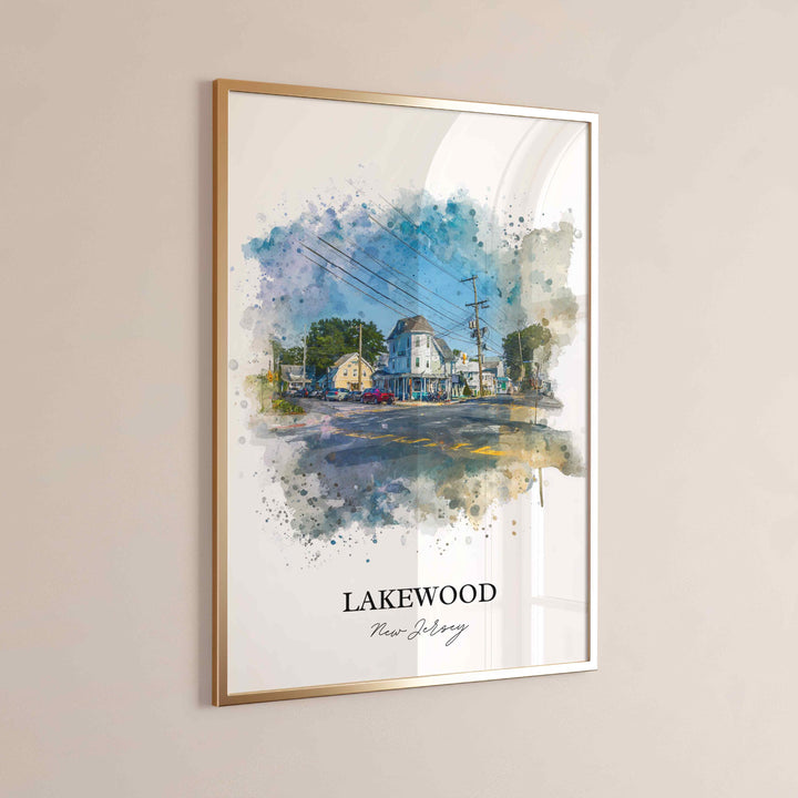 Lakewood NJ Wall Art, Lakewood Print, New Jersey Watercolor Art, Lakewood NJ Gift, Travel Print, Travel Poster, Housewarming Gift