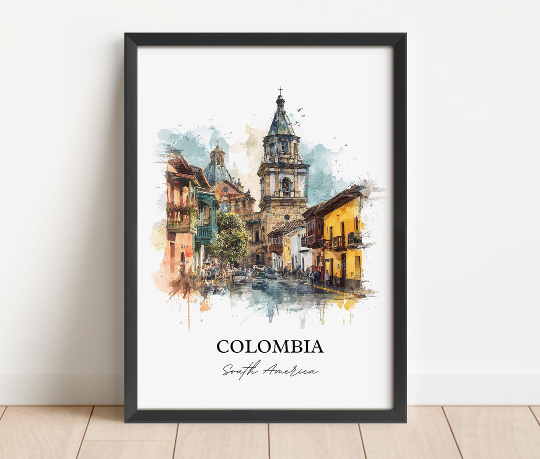Colombia Wall Art, Colombia Print, Colombia Watercolor Art, Colombia Country Gift, Travel Print, Travel Poster, Housewarming Gift