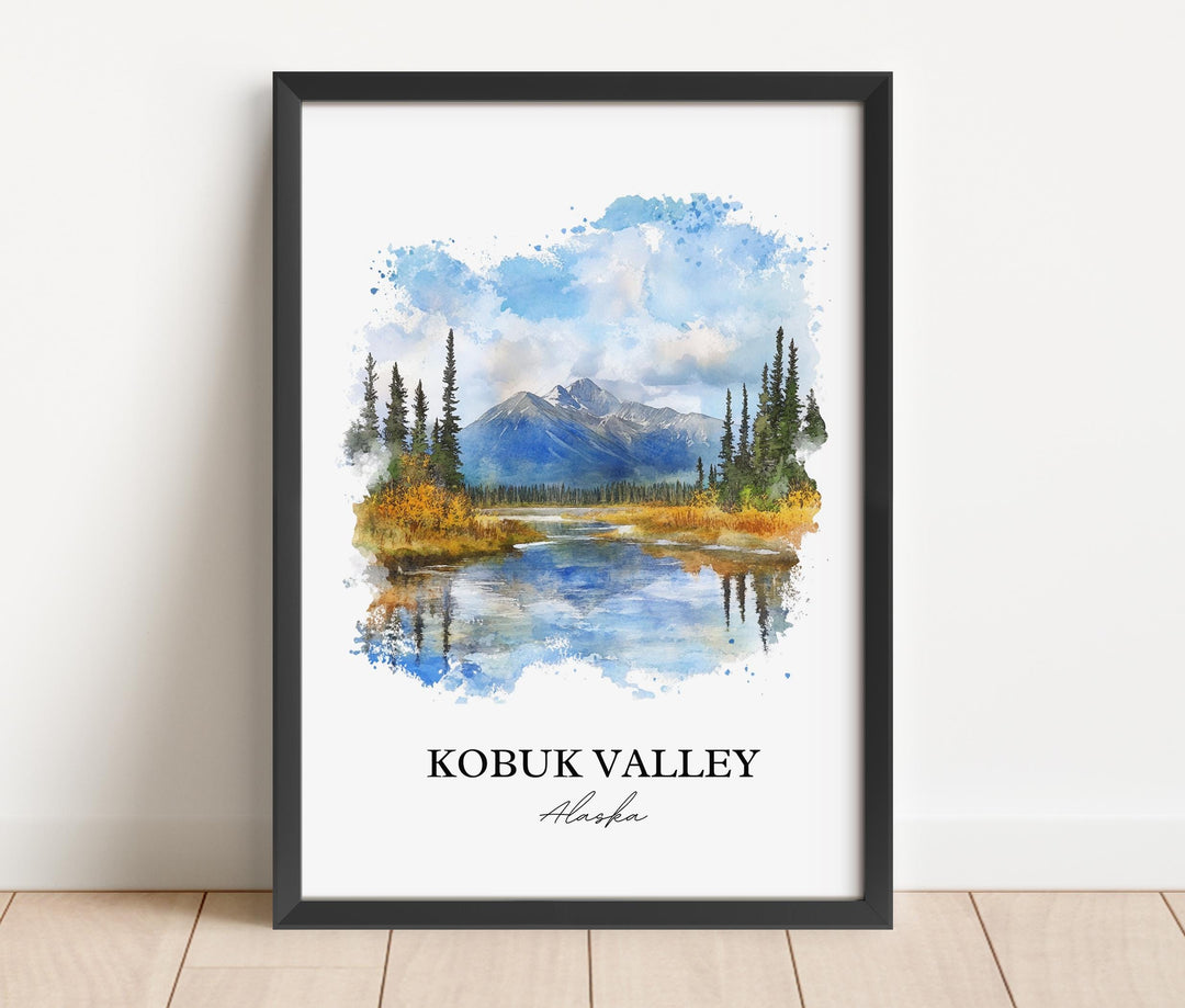 Kobuk Valley Wall Art, Kotzebue Print, Alaska Watercolor Art, Kobuk Valley AK Gift, Travel Print, Travel Poster, Housewarming Gift