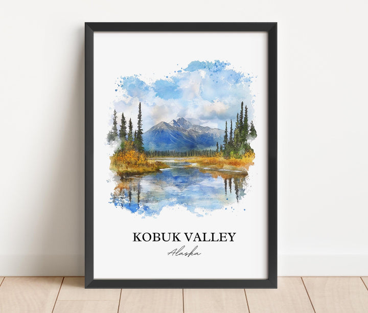 Kobuk Valley Wall Art, Kotzebue Print, Alaska Watercolor Art, Kobuk Valley AK Gift, Travel Print, Travel Poster, Housewarming Gift