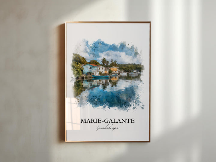 Marie-Galante Wall Art, Guadeloupe Print, Guadeloupe Watercolor Art, Guadeloupe Gift, Travel Print, Travel Poster, Housewarming Gift