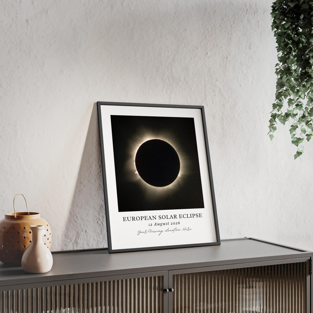 Solar Eclipse Wall Art, 2026 European Eclipse Poster Aug 12 Print, Custom Location