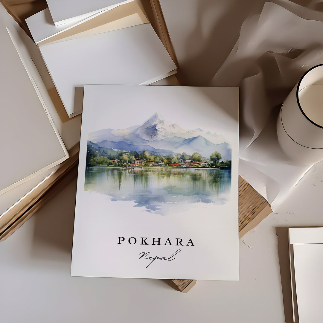 Pokhara Nepal wall art - Nepal, Pokhara poster, Wedding gift, Pokhara Birthday present, Custom Text, Personalized Nepal Gift