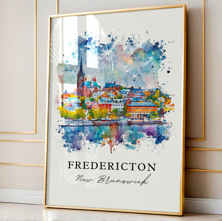 Fredericton Wall Art, New Brunswick Print, Fredericton Watercolor, New Brunswick Canada Gift,