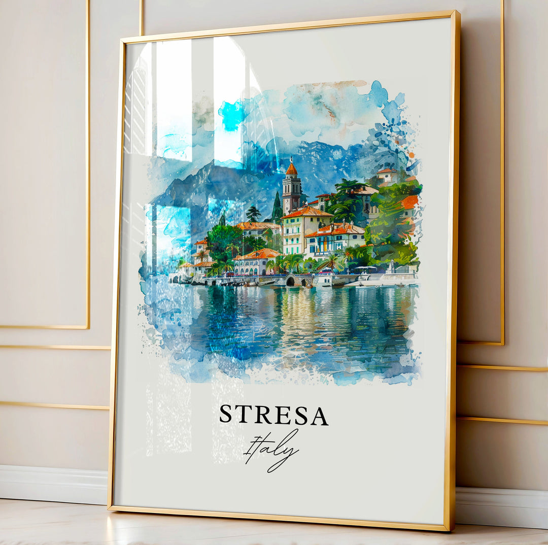 Stresa, Italy – Watercolor Art Print of Lake Maggiore