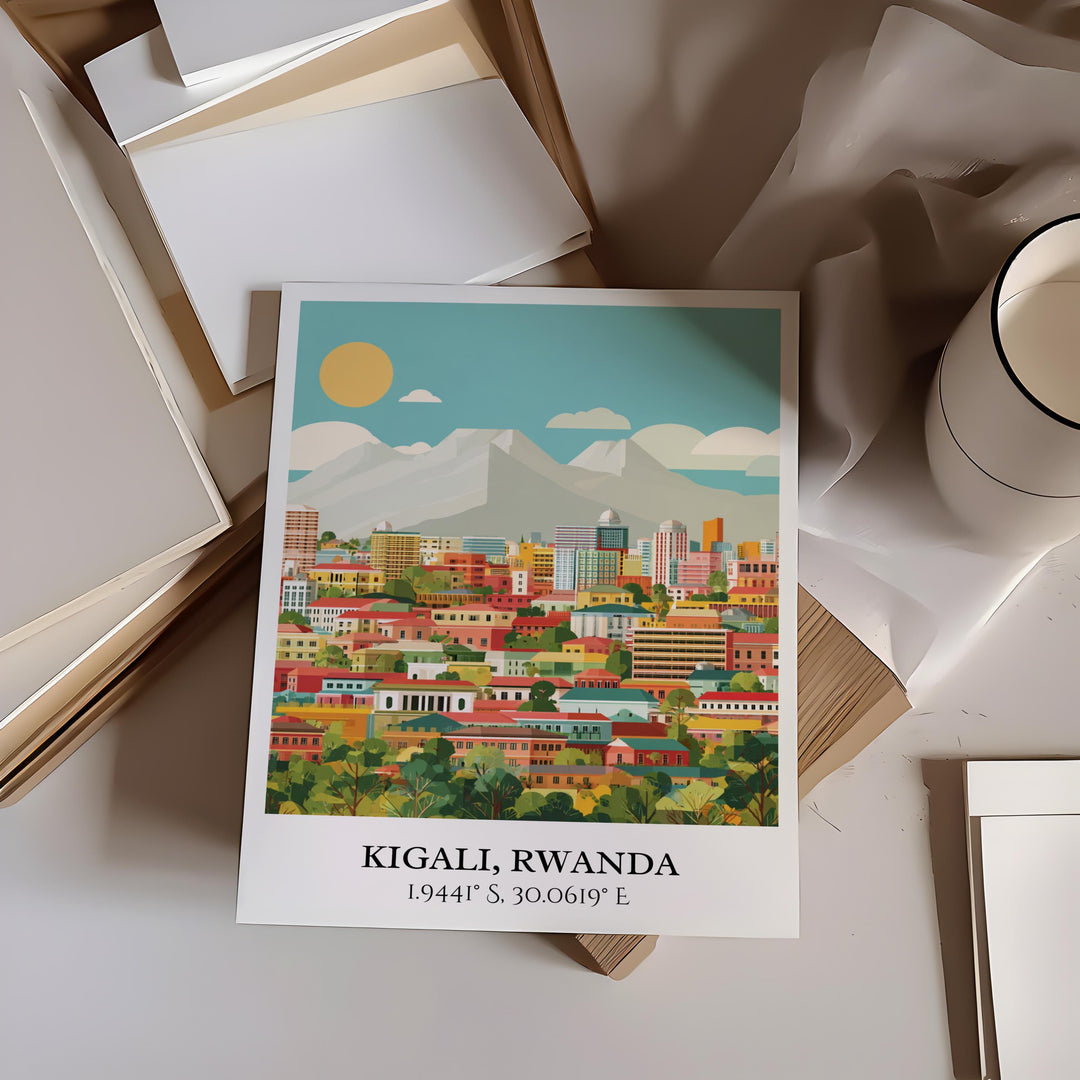 Kigali Rwanda Art, Kigali Retro Travel Art, Kigali Home Decor, Kigali Rwanda Gift, Rwanda Travel Art, Travel Prints, Housewarming Gift