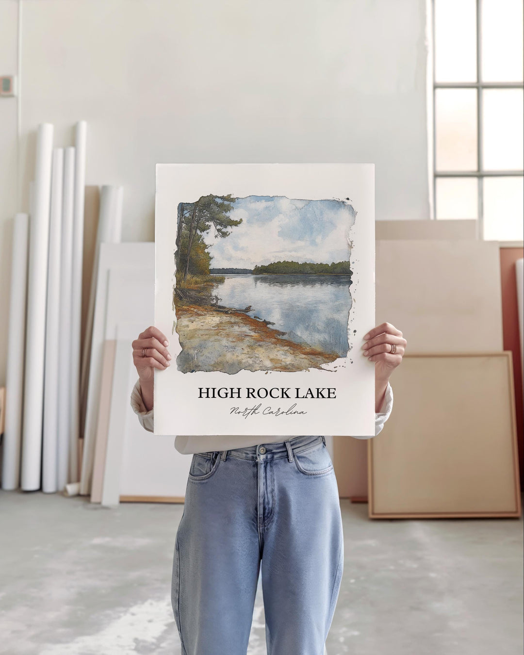 High Rock Lake Wall Art, Yadkin River Print, North Carolina Artwork, High Rock Lake Gift, Travel Print, Travel Poster, Housewarming Gift