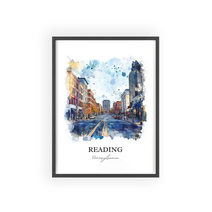 Reading PA Wall Art, Reading Print, Pennsylvania Watercolor Art, Reading Pennsylvania Gift, Travel Print, Travel Poster, Housewarming Gift