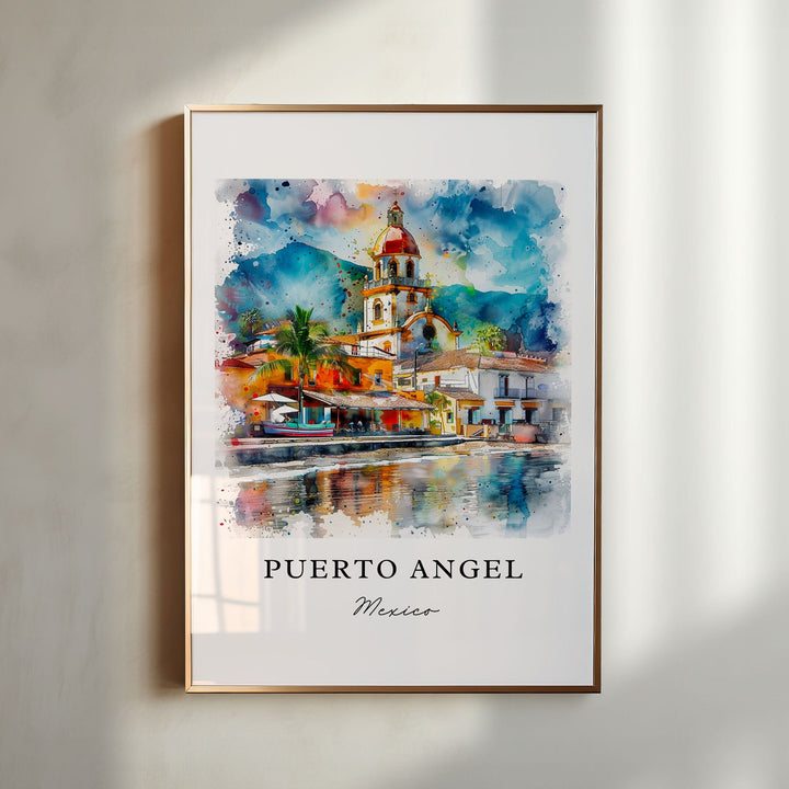 Puerto Angel MX Art, Puerto Angel Print, Oaxaca Watercolor Art, Oaxaca Mexico Gift,